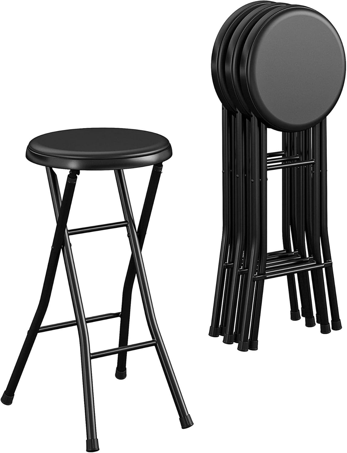 24″ Vinyl Padded Folding Stool Multipurpose Great Small Spaces Double Braced