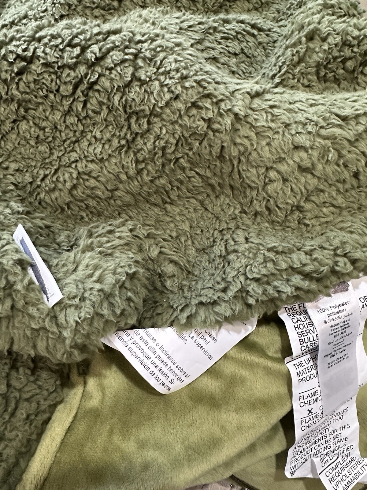 Pottery Barn Kids Anywhere Chair Slipcover sherpa army green regular size