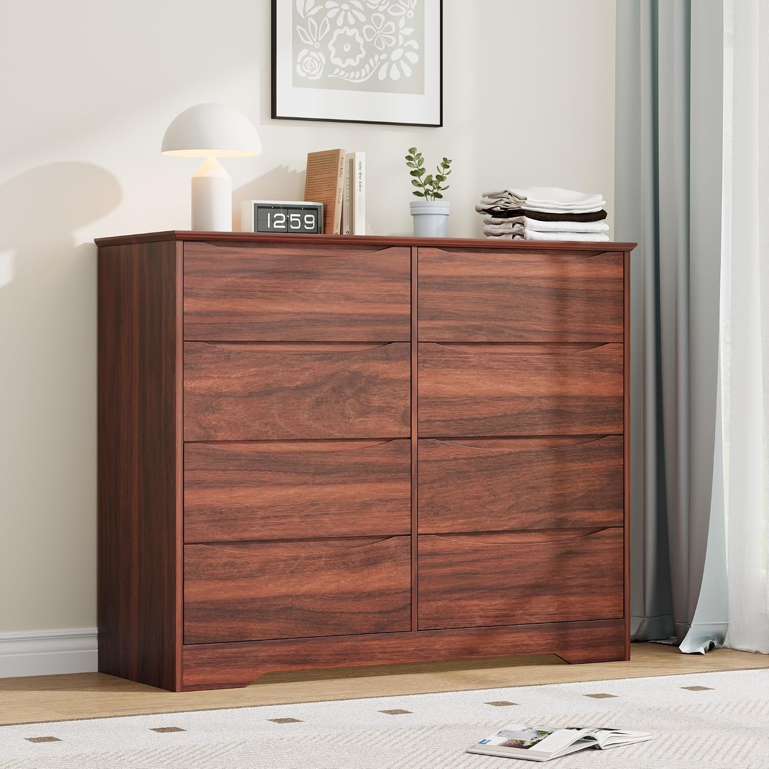 Tall Modern Dresser 3/6/8/9 Drawers Deep Storage Wide Top Chest Living Room