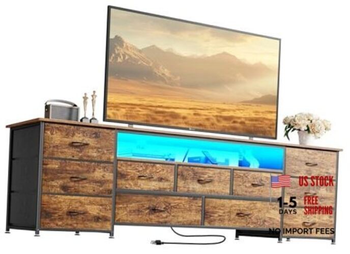 70 Inch TV Stand for 75, 80 Inch TV, 11 13″D x 70.9″W x 26.8″H Rustic Brown