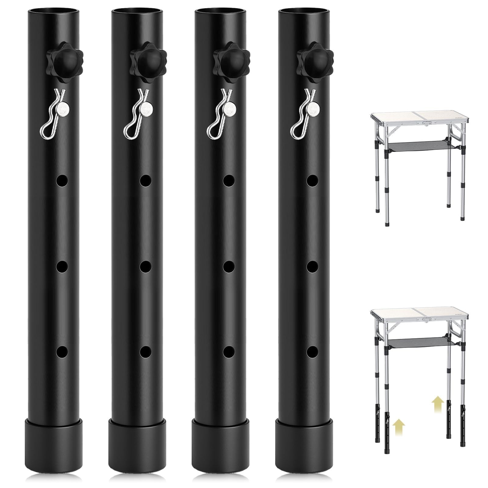 4pcs Folding Table Leg Extenders, 4 Levels Adjustable Height Rise Up to 13 in…