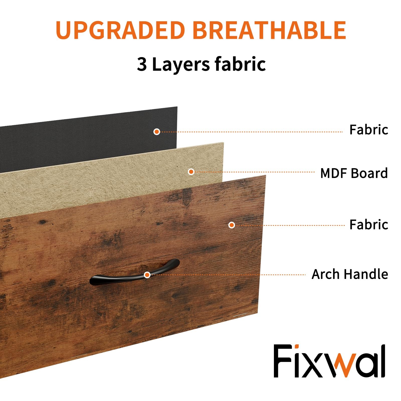 Fixwal Tall Skinny Dresser 11.8″D x 15.7″W x 47.2″H (7 Drawers), Rustic Brown