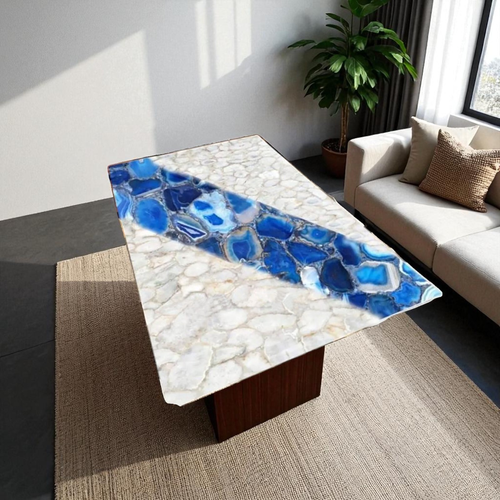 Stunning Agate Stone Center Dining Table Natural Gemstone Countertop Home Decor