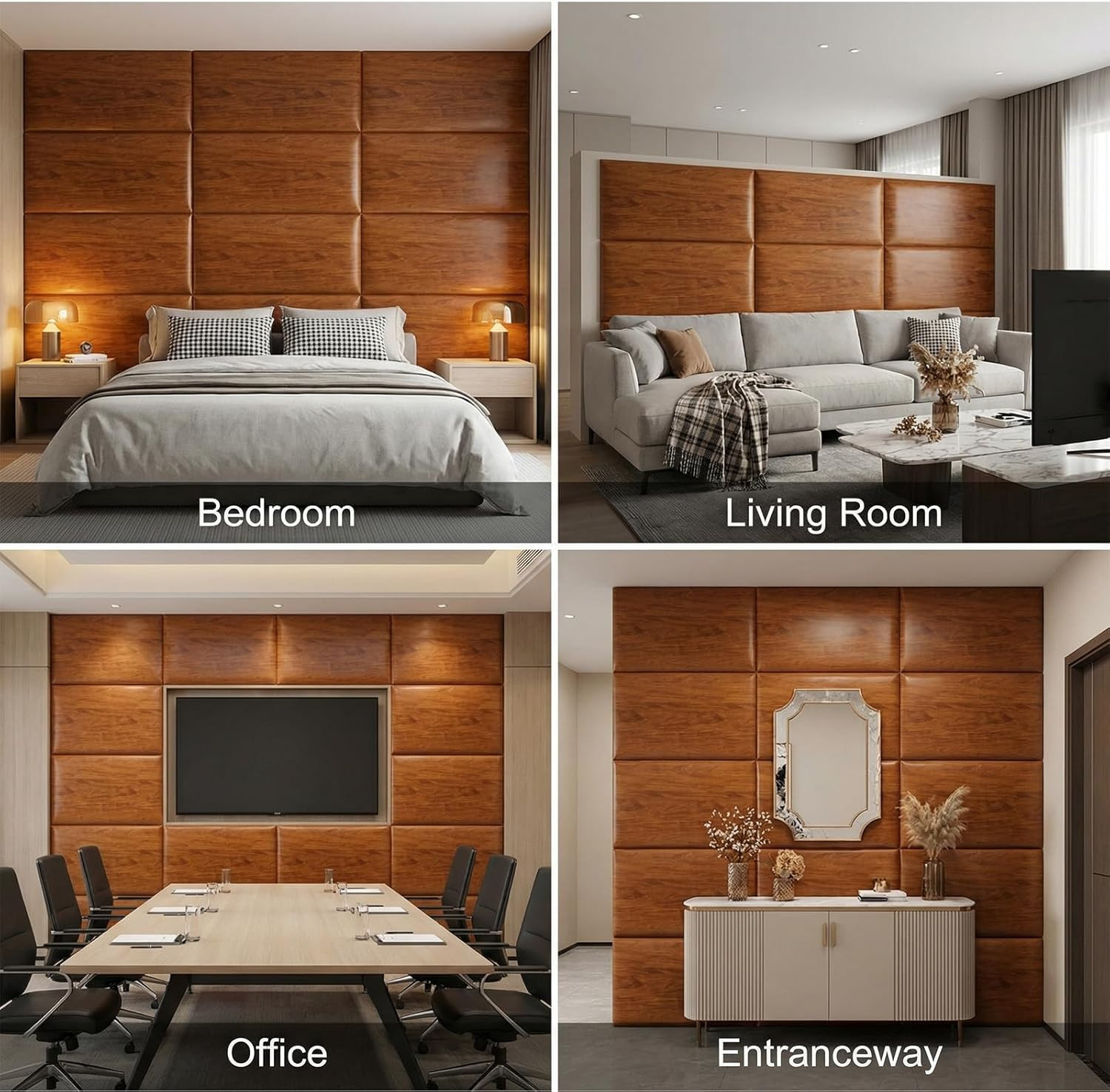6 Pack 23.6” X 9.8” Full-Size Peel and Stick Headboard for Twin Rustic Wood Pa