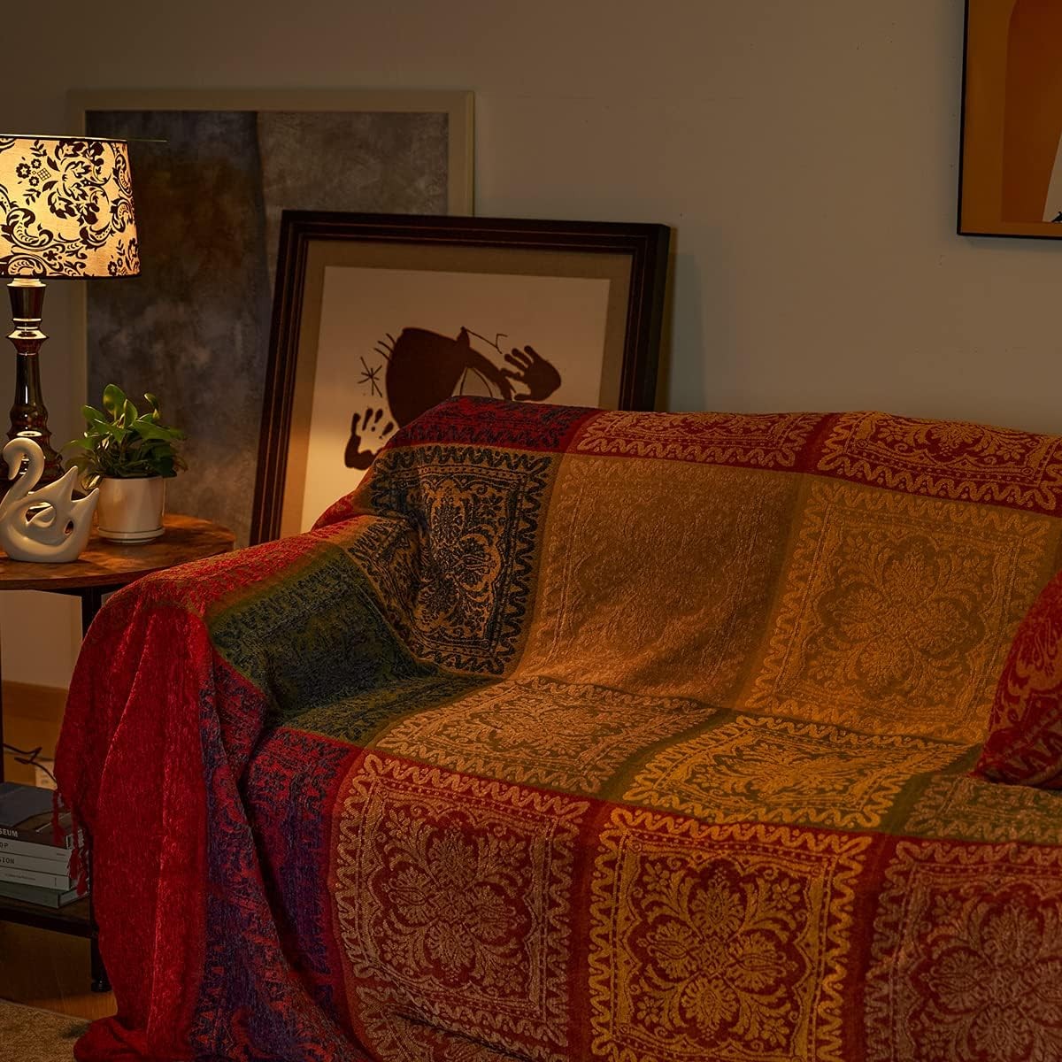 amorus Boho Sofa Cover, Throw Blankets 60 x 75 in, Colorful Tribal Pattern