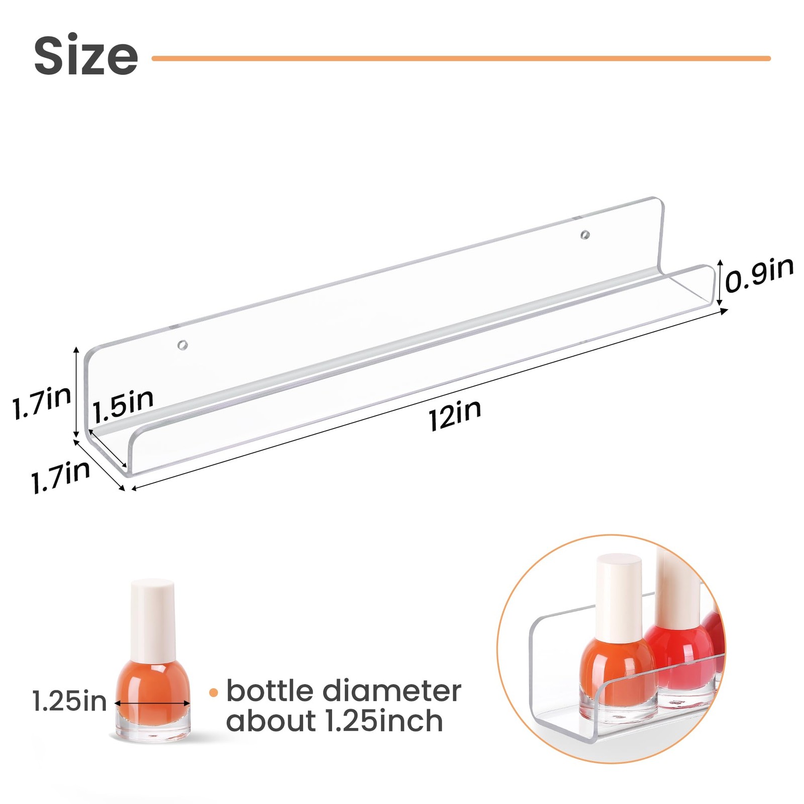 6 Pack Clear Acrylic Shelves 12 Nursery Book Shelves for Wall Floating