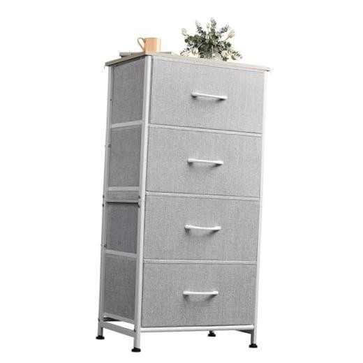 4 Drawers Dresser for Bedroom Fabric Clothes Storage Organizer Light Grey