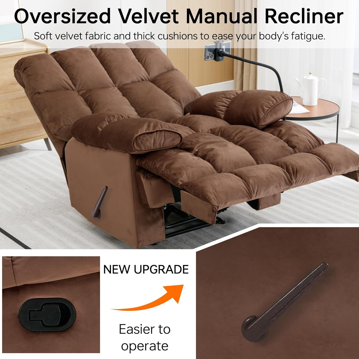 Oversized Recliner Chair, Big Man Recliner Chairs for 400LBS Adults, Extra Wide