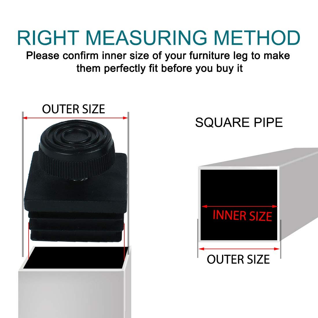 uxcell Leveling Feet 38 x 38mm Square Inserts Kit Furniture Glide Adjuster 4 Set