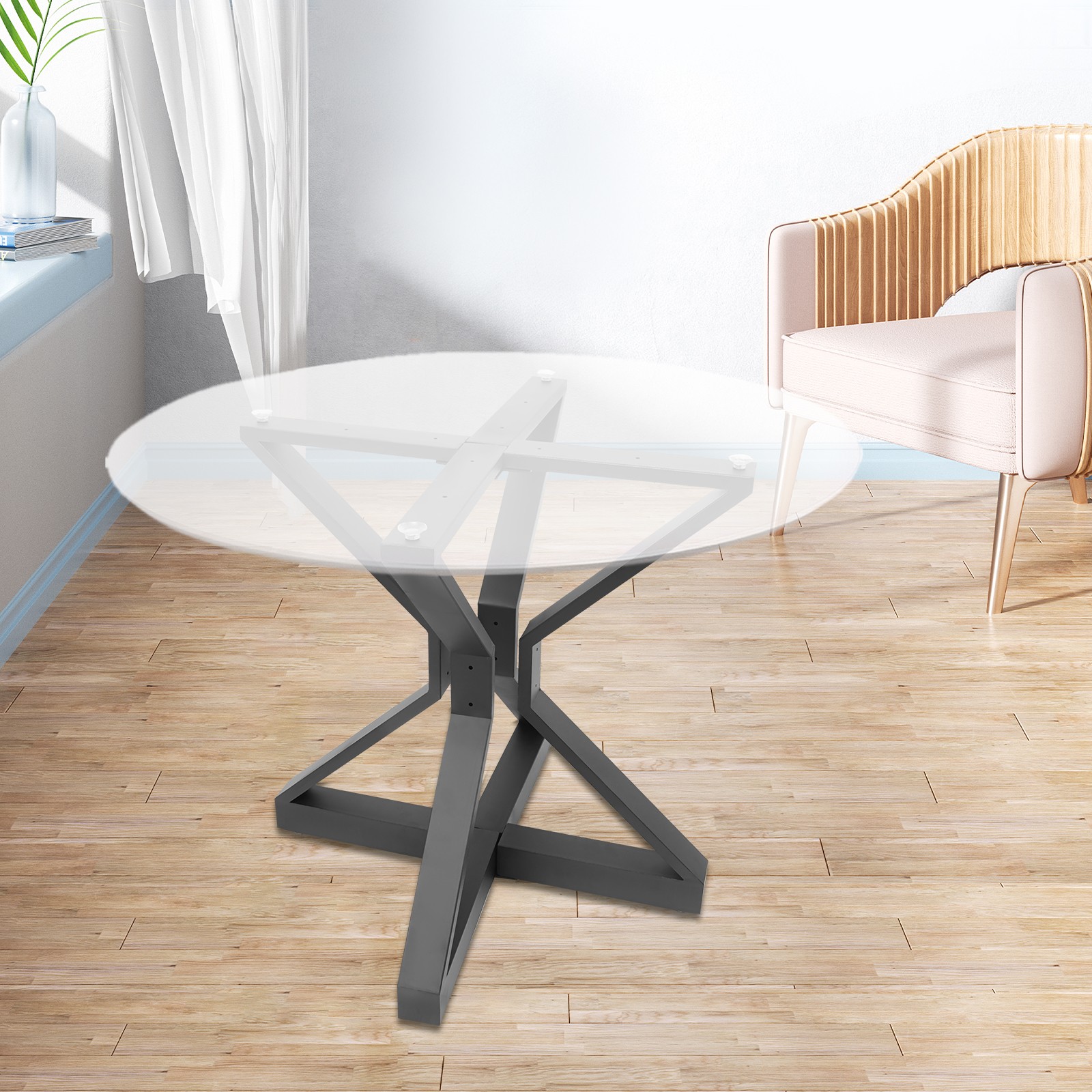 27.6in Metal Table Leg Dining Table Base with Suction Cups & Pre-Drilled Holes