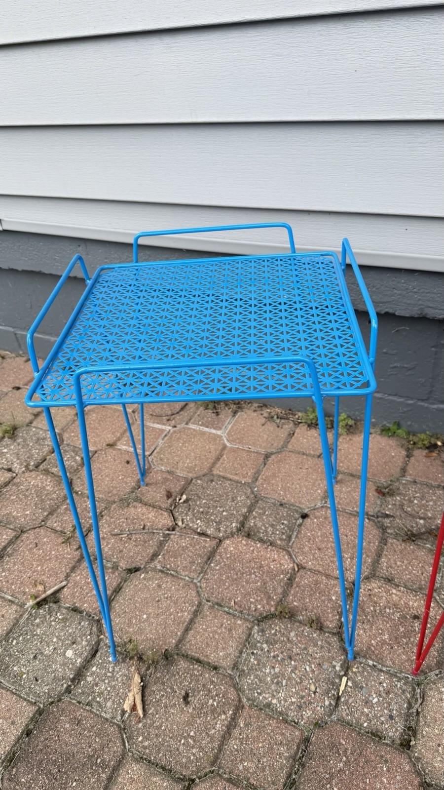 Vtg Mathieu Mategot Style Nesting Stacking Metal Wire Hairpin Tables Set of 3