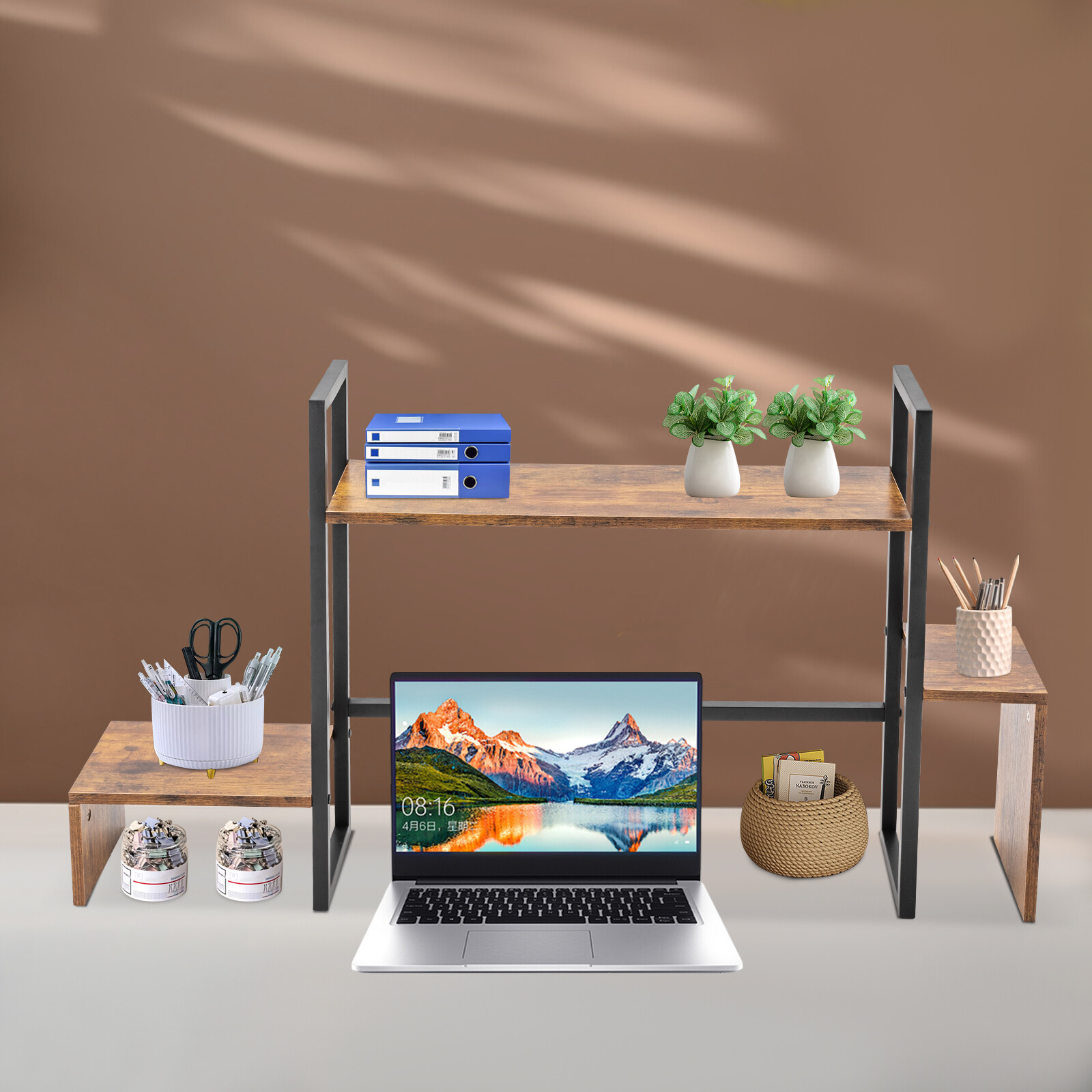 Countertop Computer Rack Desk Storage Organizer Desktop Bookshelf Display Shelf