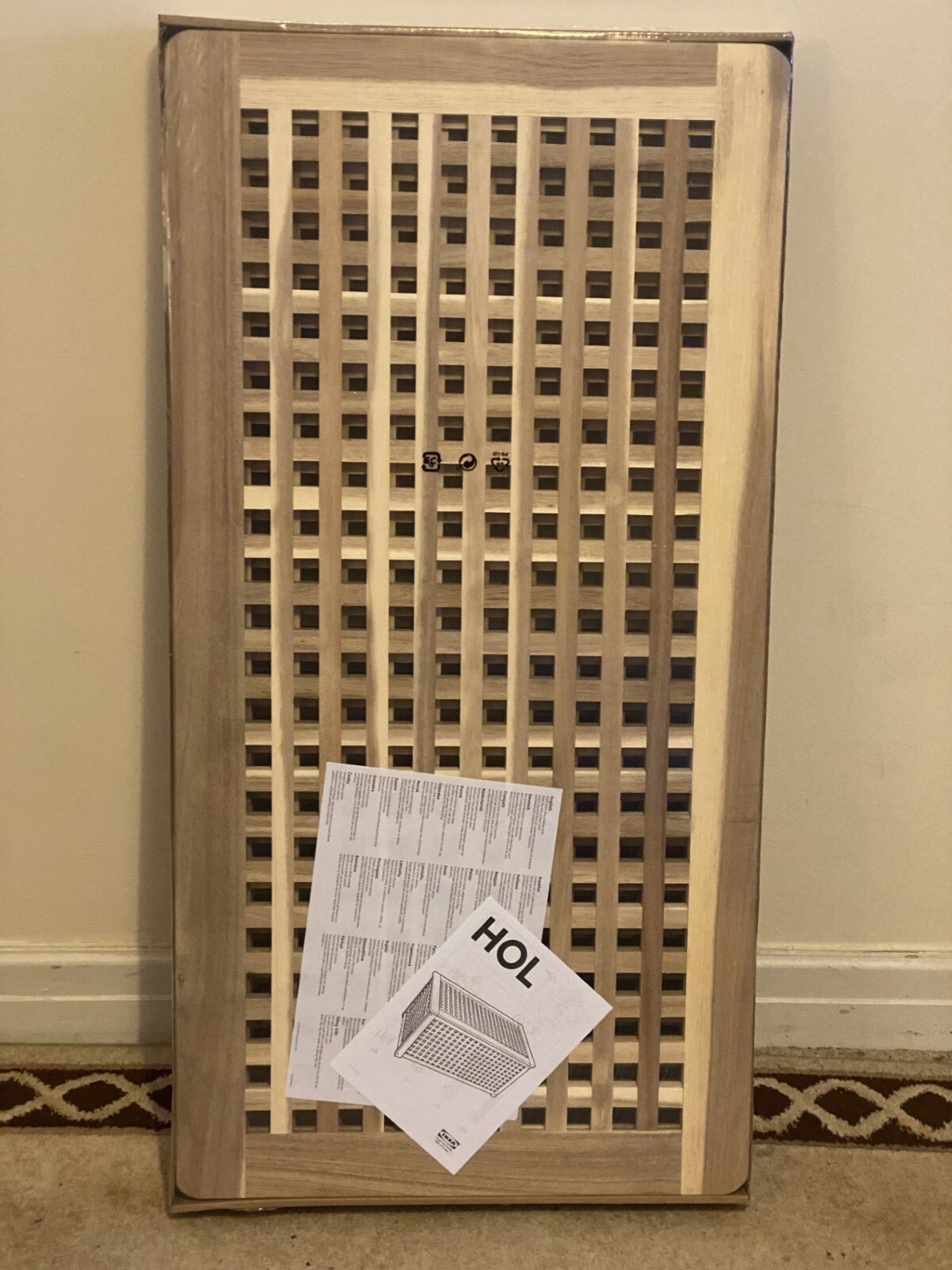 Brand New Flat Packed IKEA HOL 98 cm x 50 cm Storage/Side Table,Acacia,50161321