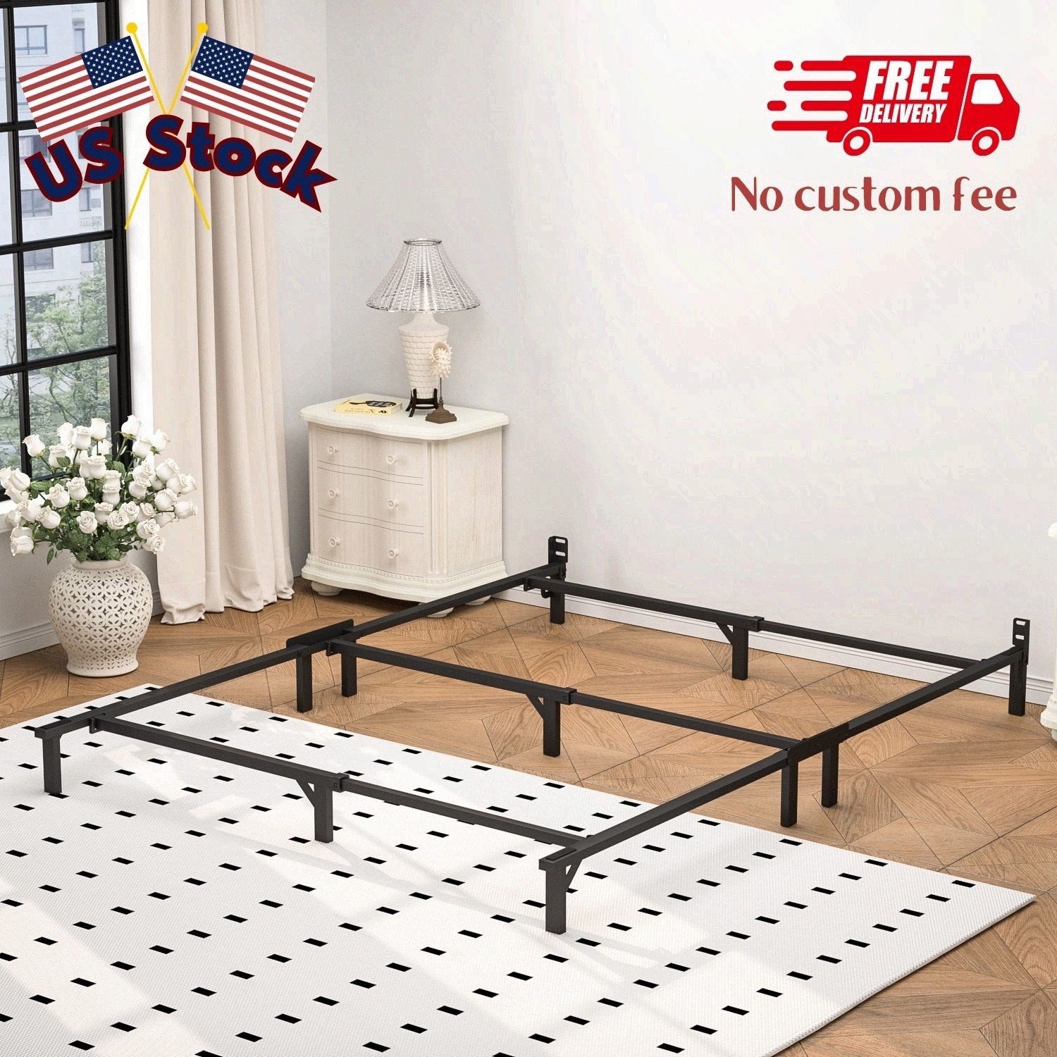 Ardent 7″ King Metal Bed Frame. Adult. Easy to Assemble.No Tools Needed