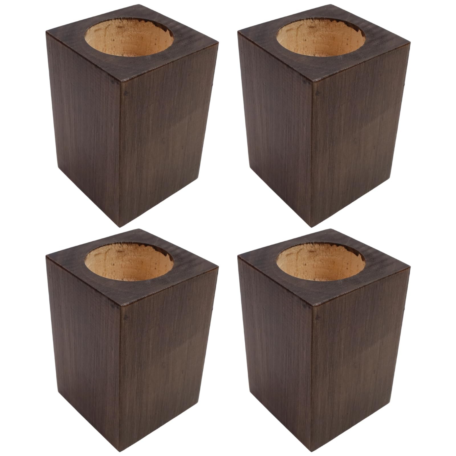 Semetall Wood Bed Risers,4 Inch Black Walnut Color