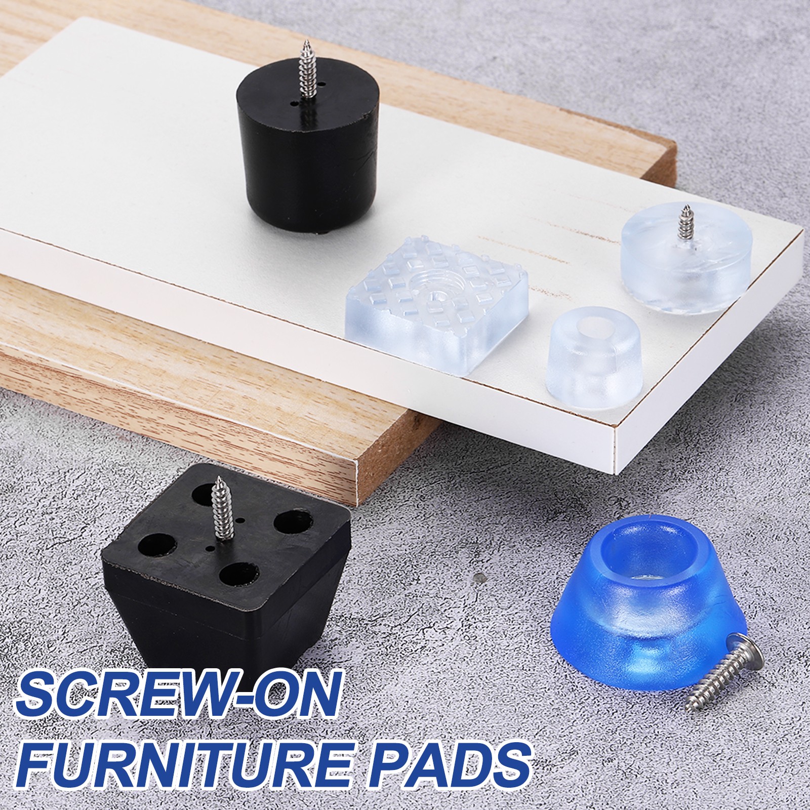 4 Pcs Black Furniture Pads 1.26″ W x 1.14″ H Cylinder Non Slip Feet with Screw