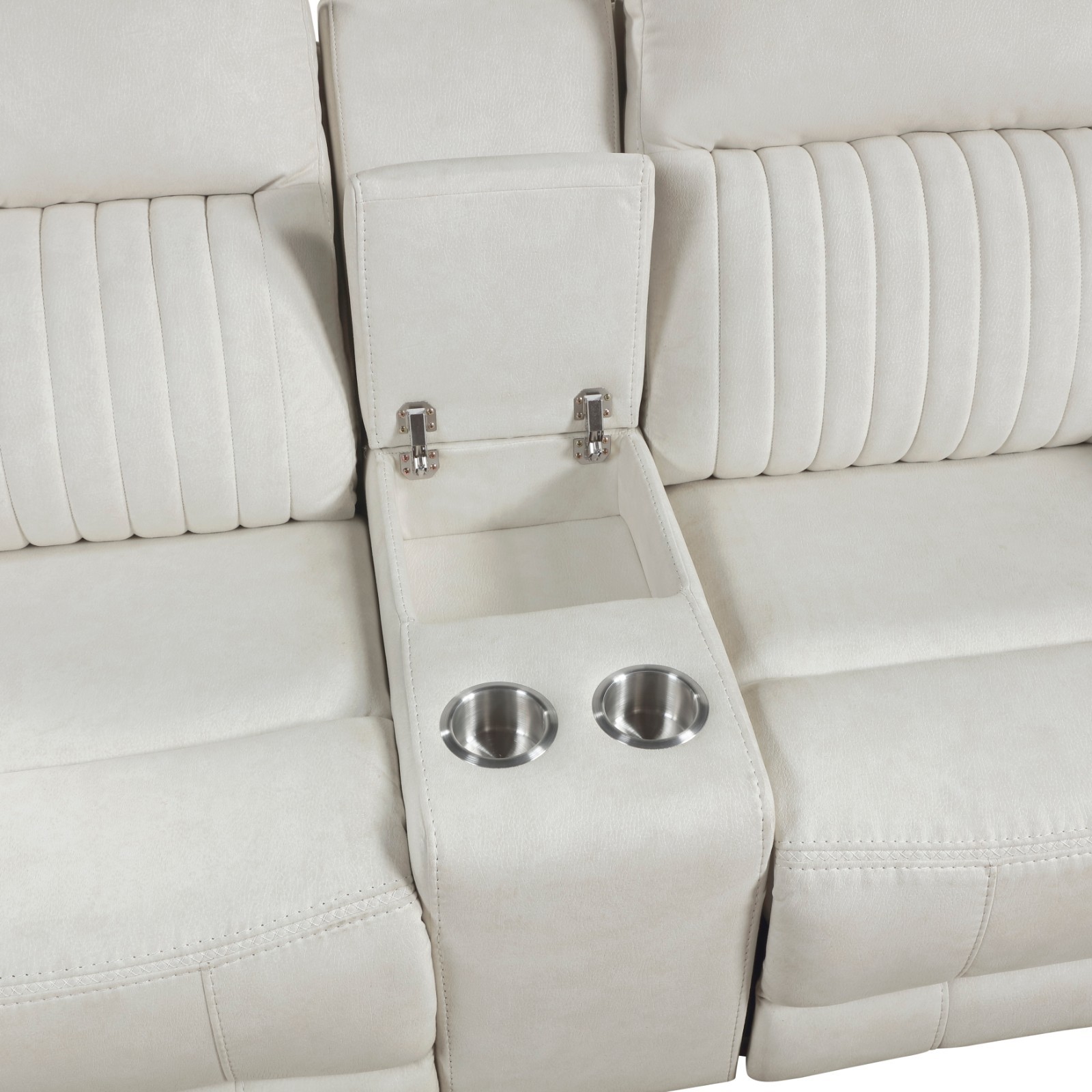 CURBSIDE SHIPPING TO WI, 53223 – NEW Beige 2PC Microfiber Sofa Love Recliner Set