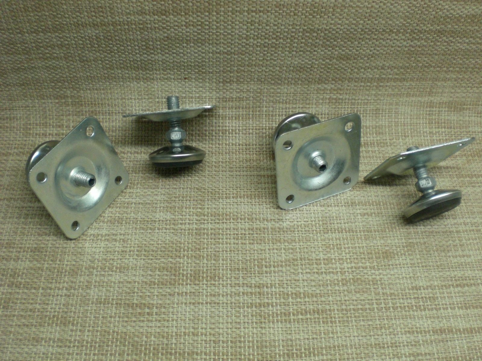 4 Piece Set Furniture Feet + Mounting Plate Stainless Steel Chrome Plate M8 Height 4cm.