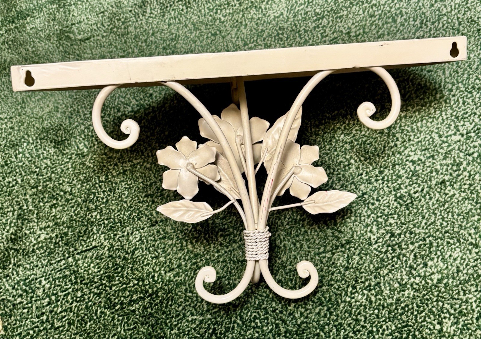 Vintage Metal Wall Shelf w/ Flowers~Garden French Country Shabby Chic Glam