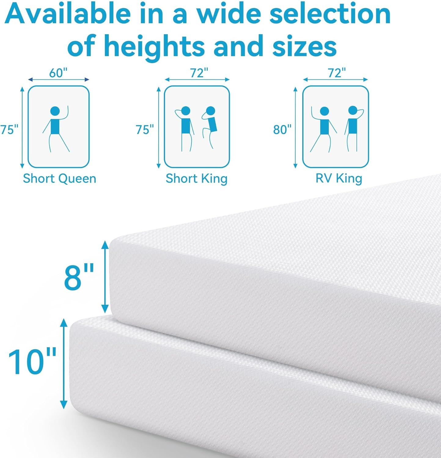 Cooling RV King Memory Foam Mattress 10″ – Medium Firm, Fiberglass-Free, CertiPU