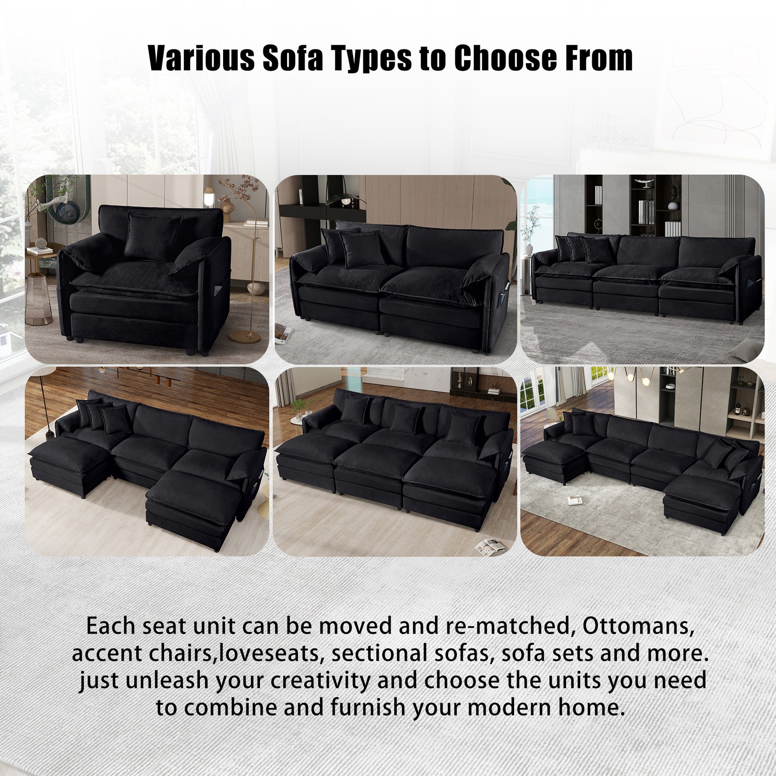 Oversized 57.48″ Recliner Chair with Movable Ottoman – Soft Chenille Upholstere