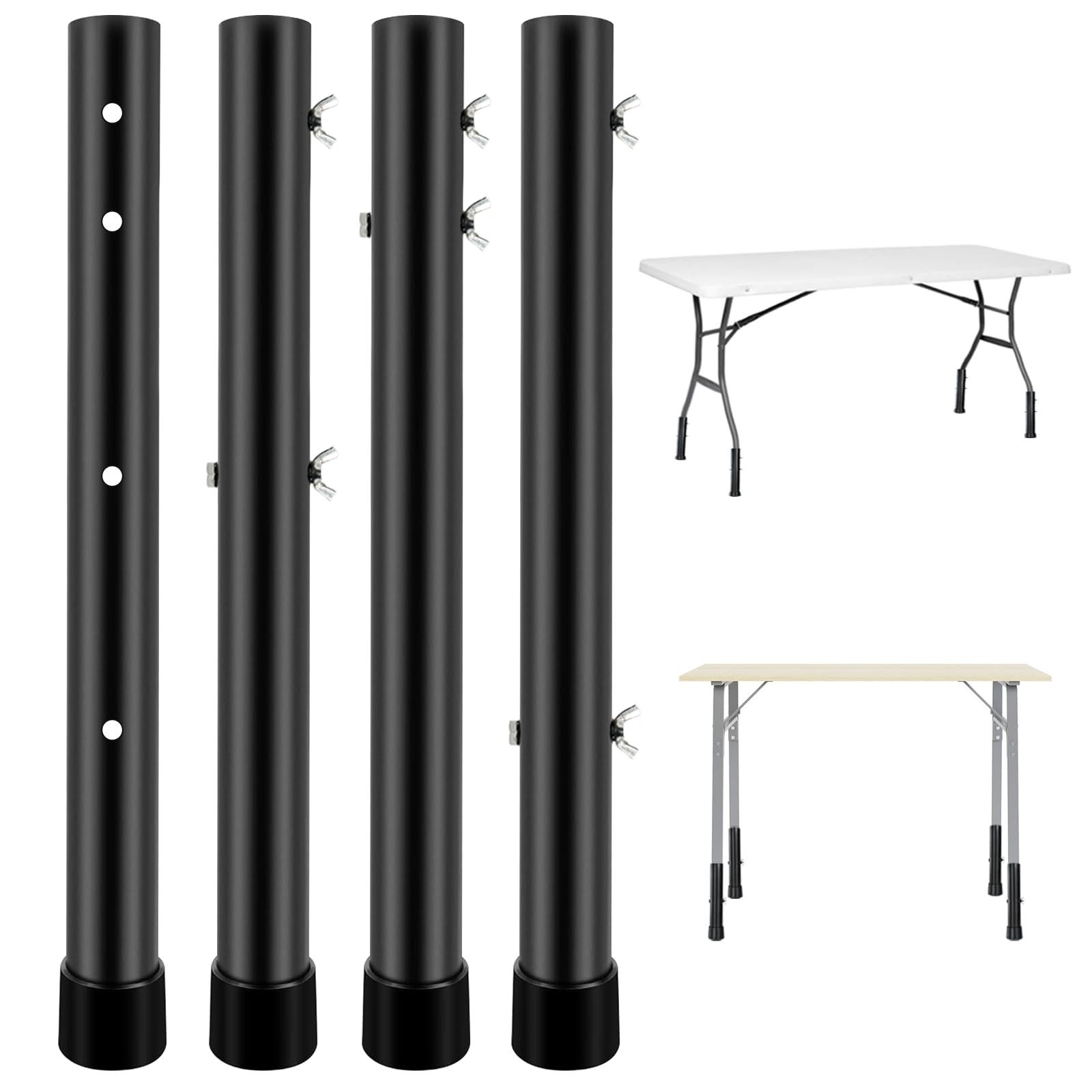 kulusion 4 Packs Folding Table Leg Extenders, Highly Durable Steel Risers, Ta…