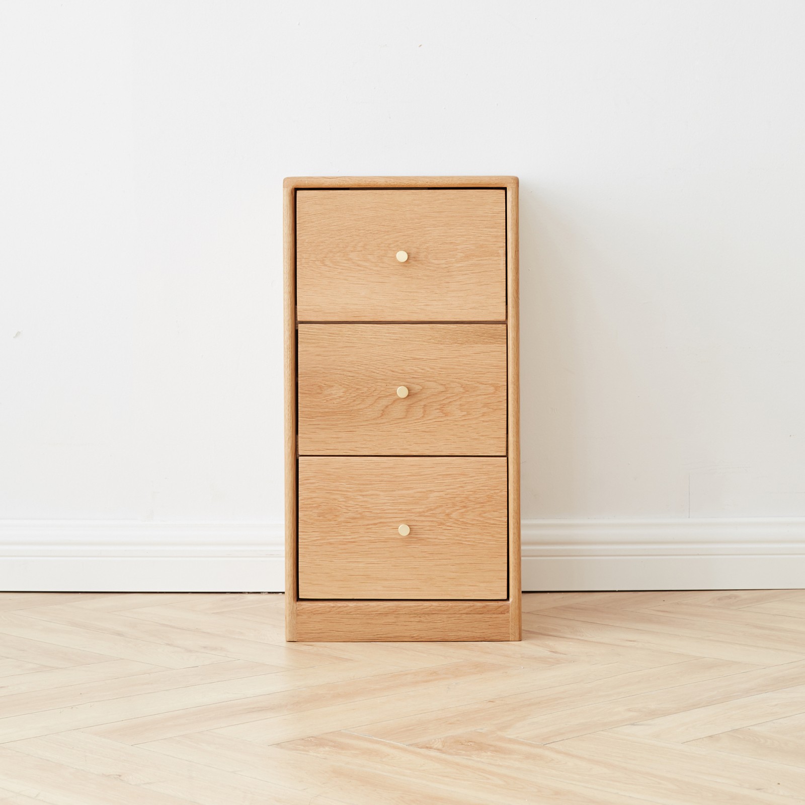 Solid Oak Storage Cabinet Nightstand with 3-4 Drawers, 11.81″ x 14.96″ x 23.23″