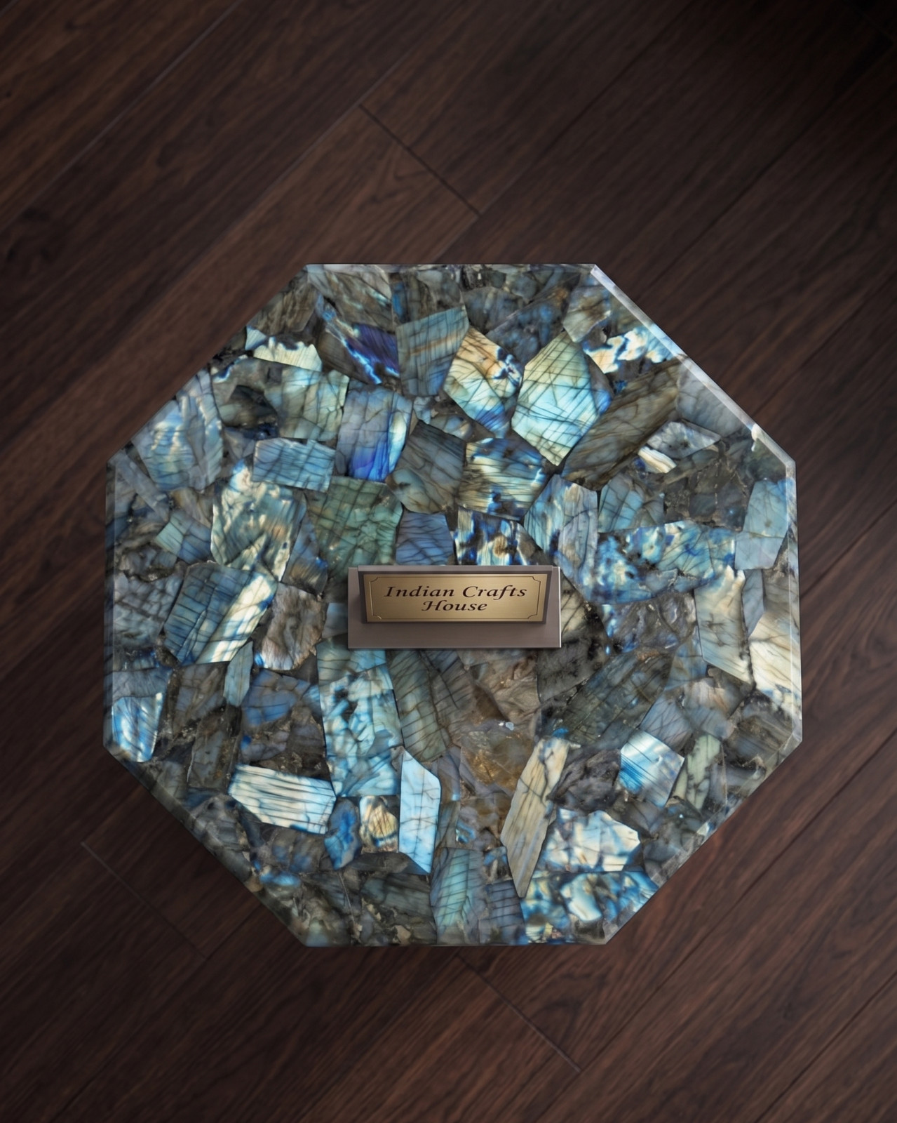 Authentic Polished Labradorite Gemstone Table Top – Octagon table top only – 12″