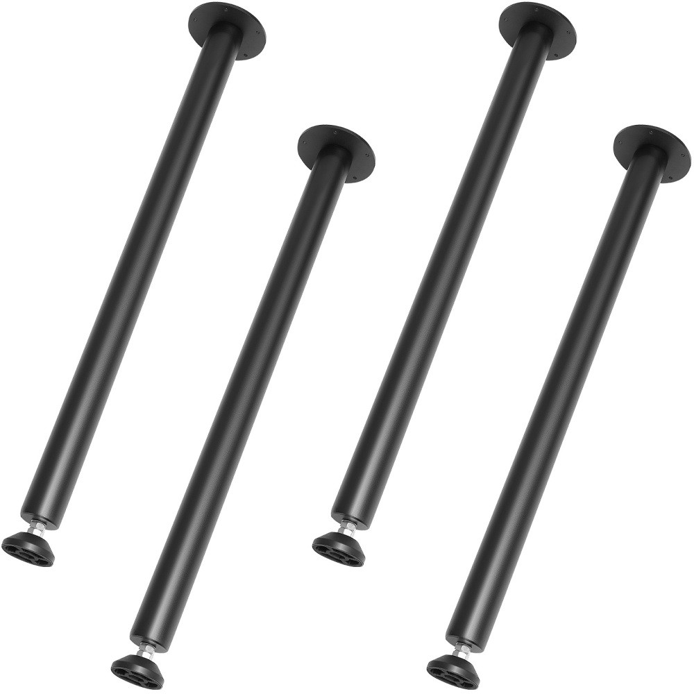 4Pcs 30 Inch Black Adjustable Steel Desk Legs 1200lbs Total Load with Foot Cups