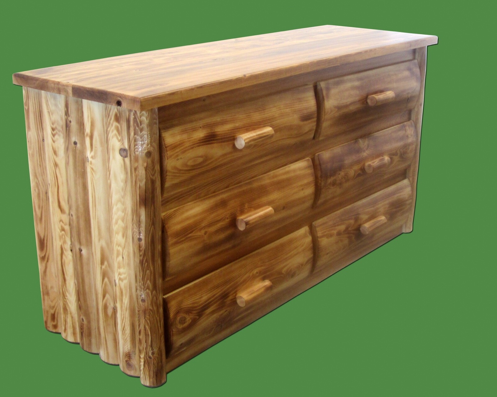 Northern Torched Cedar Log 6 Drawer Dresser-Dovetail/Solid Wood/Free Shipping
