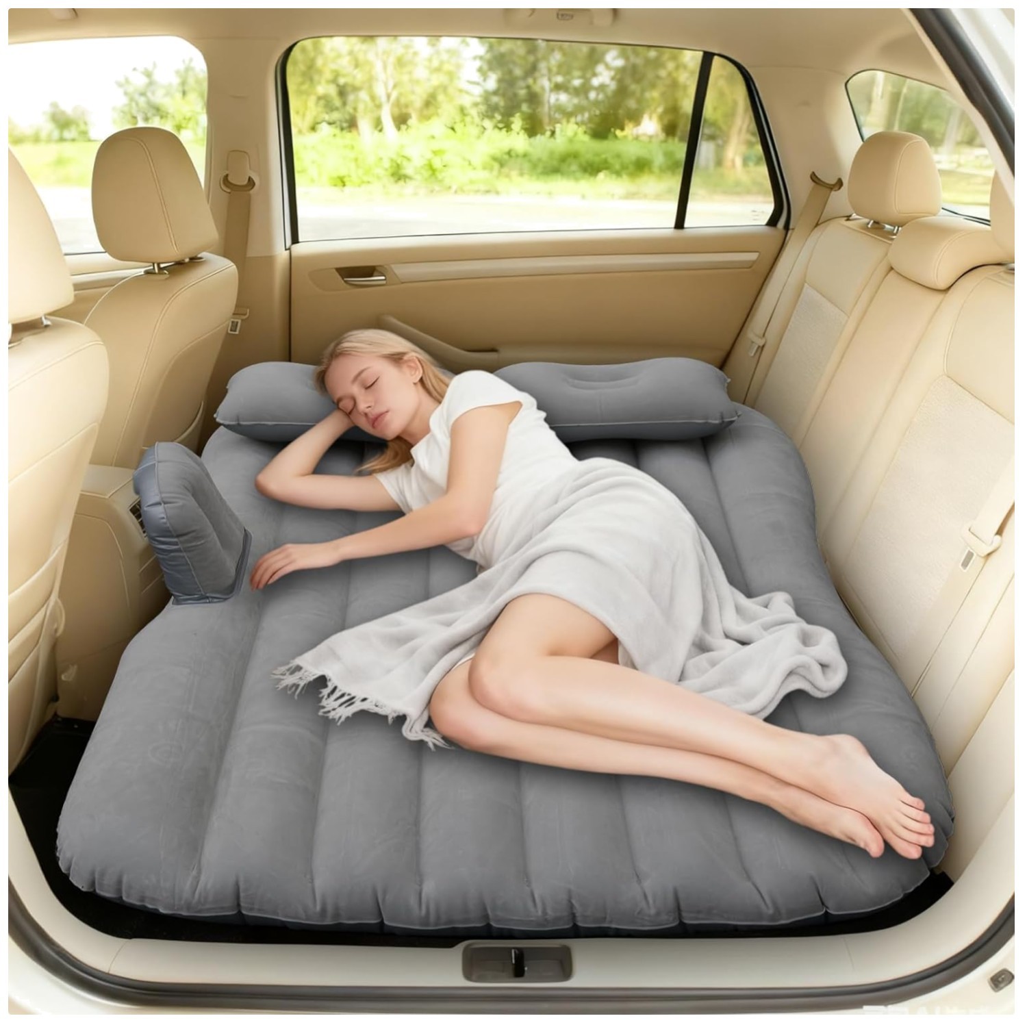 Inflatable Car Mattress Blow Up Bed | 55″x35″ Travel Camping