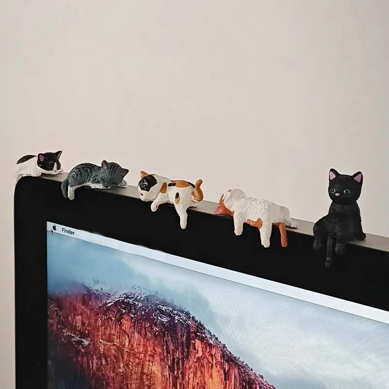 Mini Cute Cat Car Dashboard Accessories,Fun Car Rearview Mirror Dark color