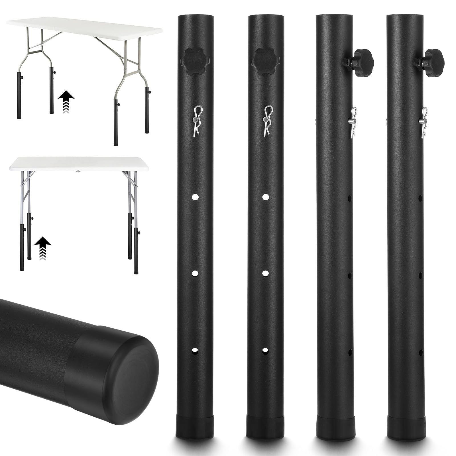 Table Leg Extenders for Folding Tables, 4 Pack Heavy Duty Steel Adjustable Fo…