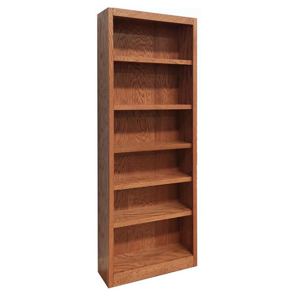 Bowery Hill Traditional 84″ Tall 6-Shelf Wood Bookcase in Dry Oak