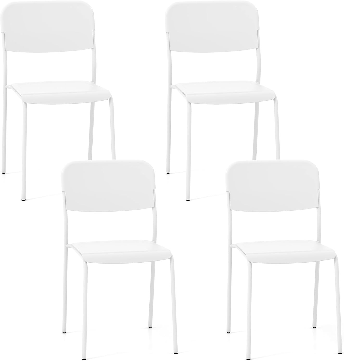 Metal Dining Chairs Set of 4, Stackable Lightweight Kitchen Chairs w/Tilted