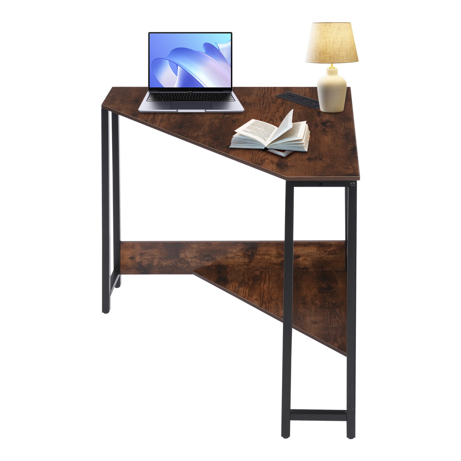 Corner Desk with Outlets, Small Desk with Outlets,Free Standing Corner Table