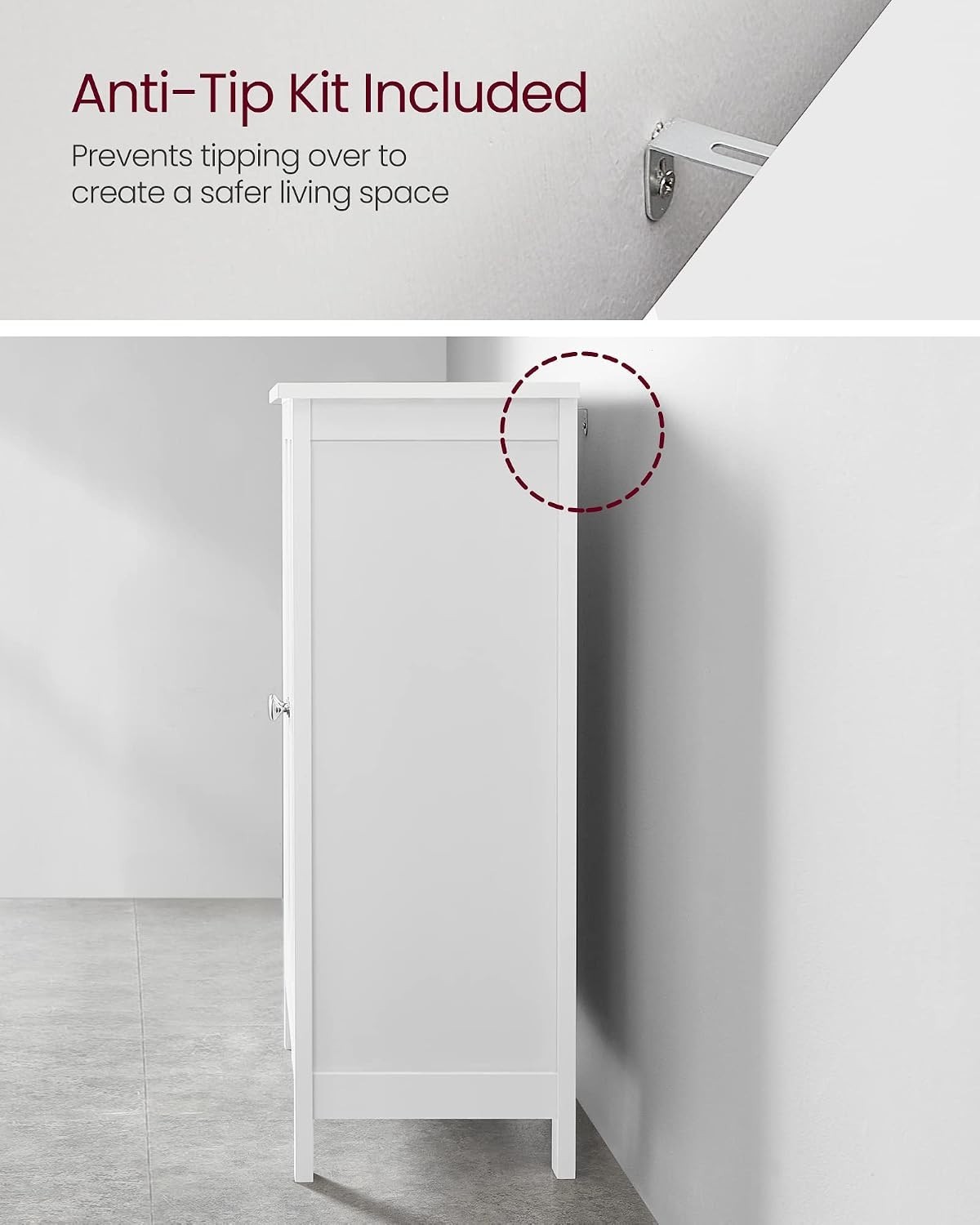 Multi-Purpose Freestanding Storage Unit with 2 Adjustable Shelves in Cloud White