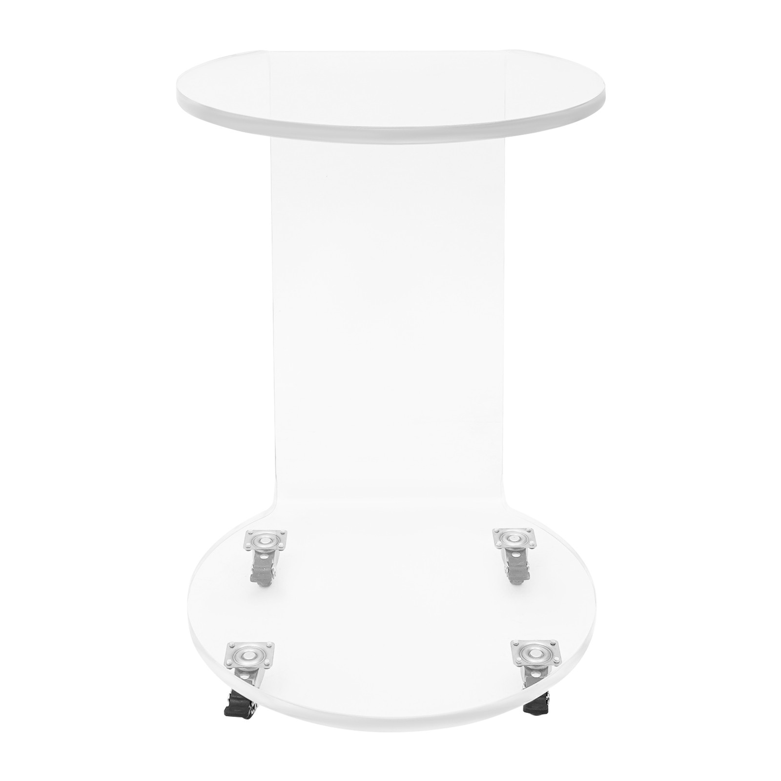 Acrylic Nightstand Side Table 2-Tier Clear Modern with 4 Wheels 66 lbs Capacity.