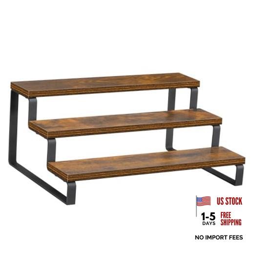 3-Tier Spice Rack, 13.8 Inch Wood 3 Tier 1 Pack Rustic Brown, 3 Tier, 1 Pack