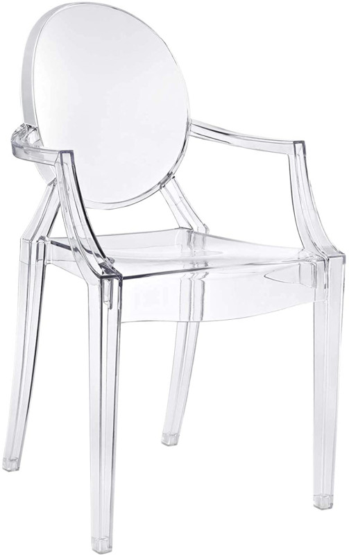 Modway Casper Modern Acrylic Stacking Kitchen and Dining Room Arm Chair Clear