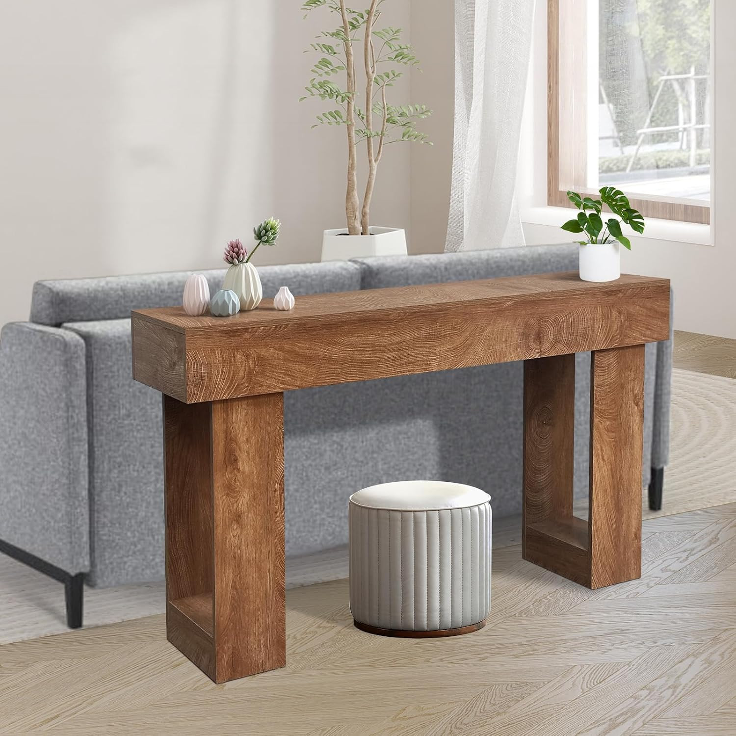 Rustic 63″ Wood Console Table for Entryway, Living Room & Hallway Decor