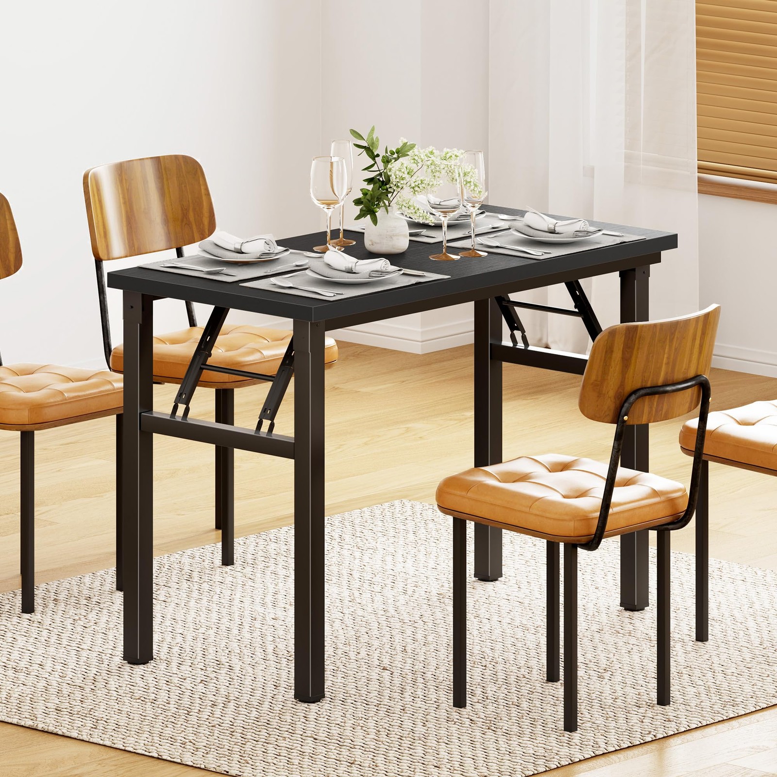 DlandHome Folding Desk Small 31.5 inches Inches, Black +