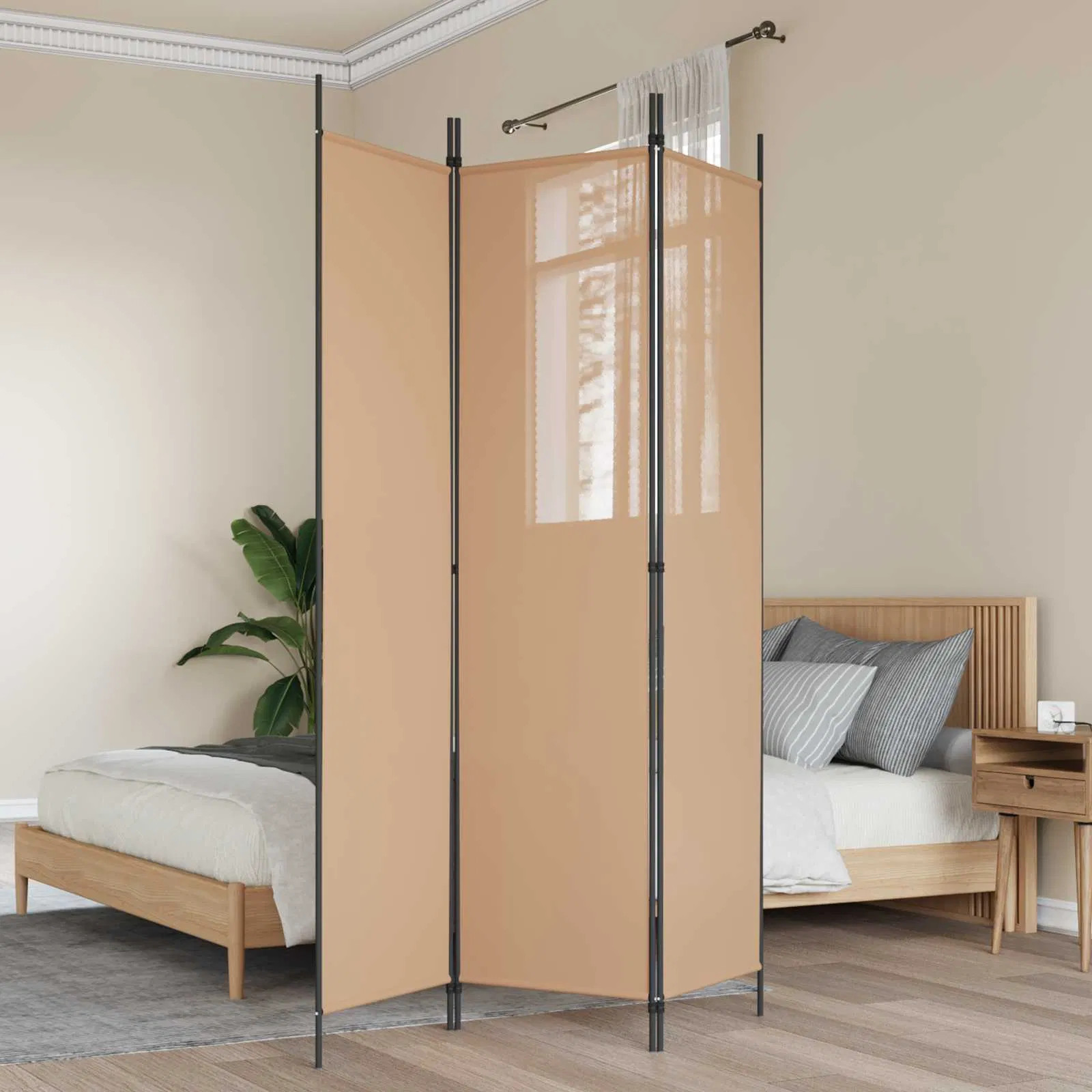 3-Panel Room Divider Beige 59.06 x 78.74 in Fabric