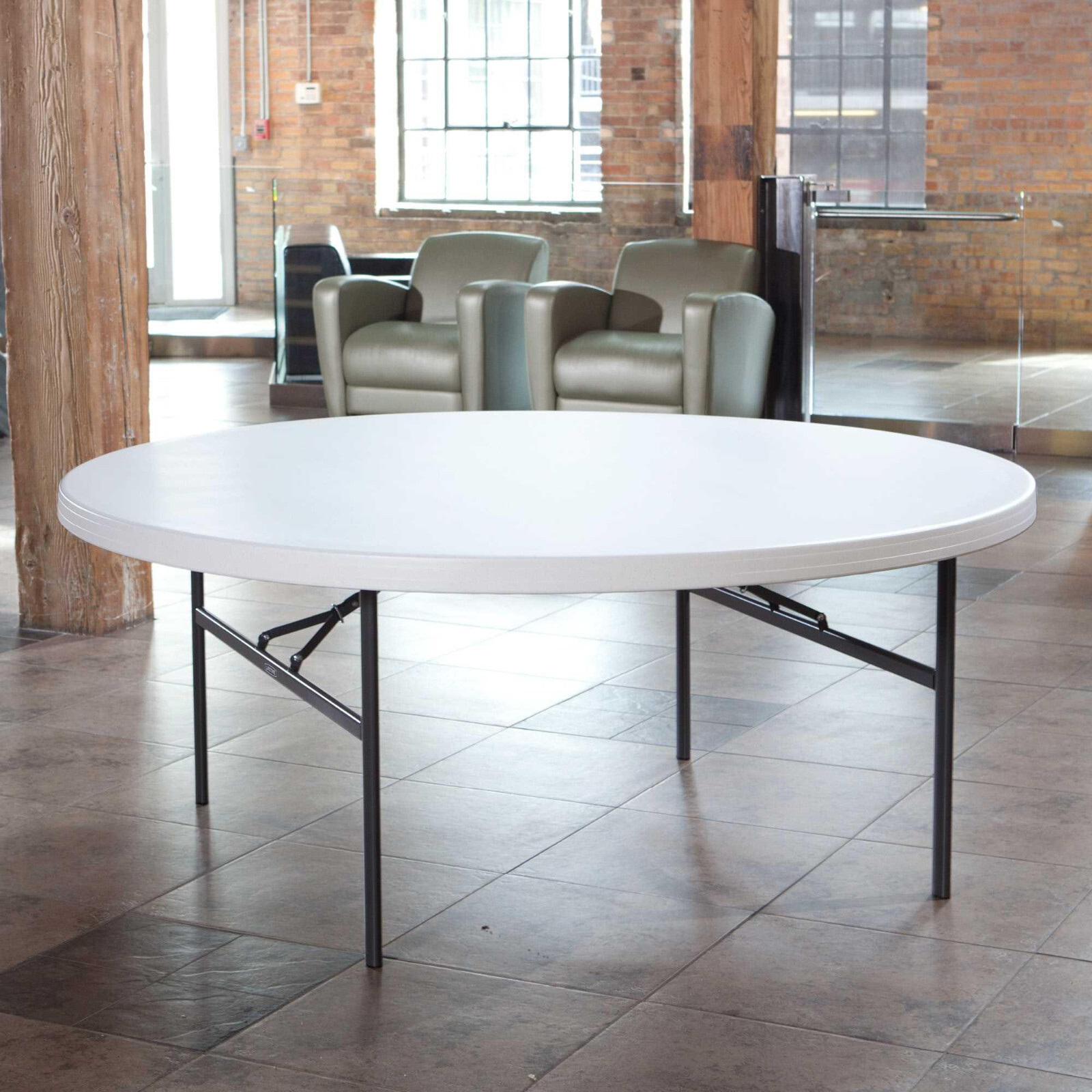 Lifetime 72-Inch Round Folding Table 22673 White Granite Commercial Heavy Duty