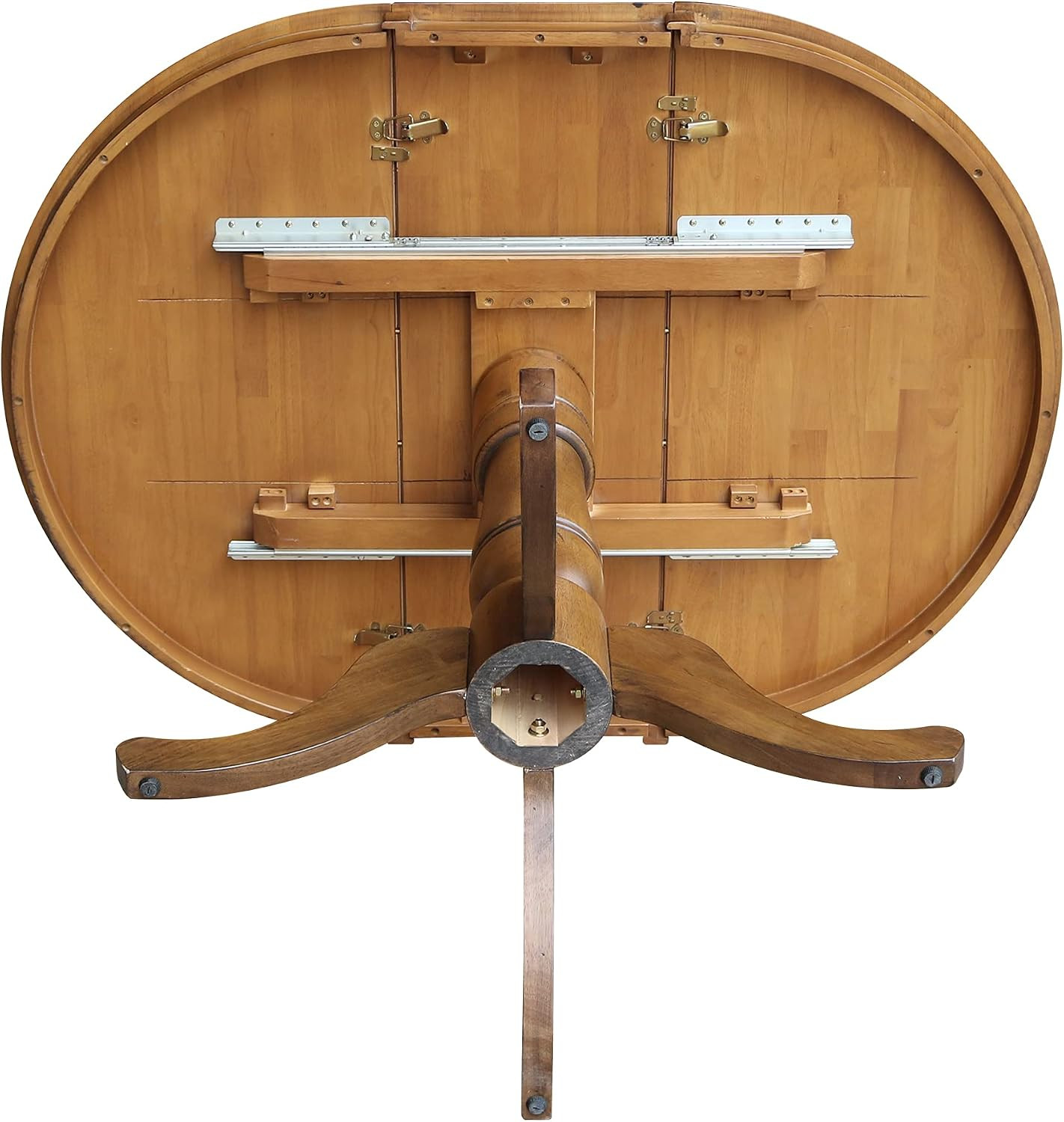 36″ Pedestal Table, 12″ Leaf, Pecan
