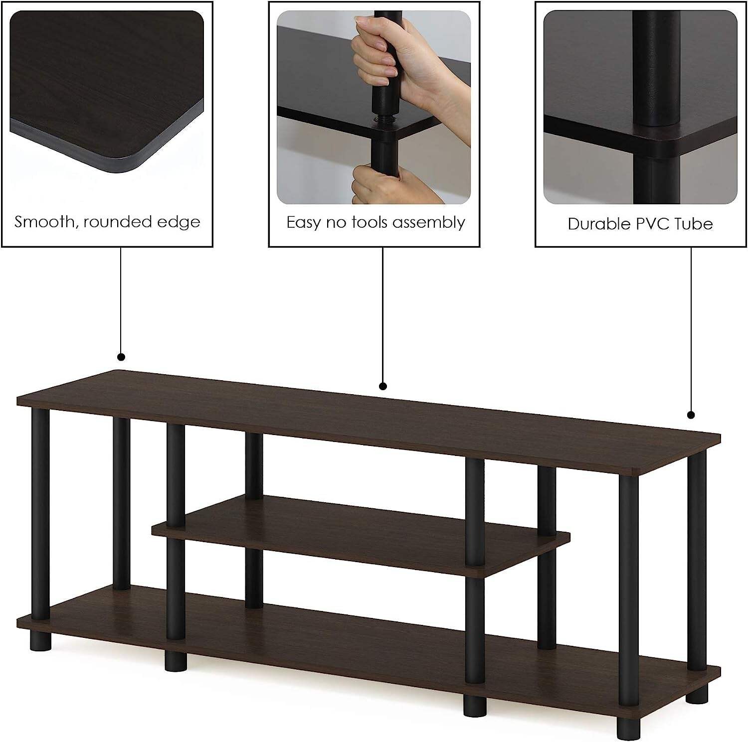 Turn-N-Tube 3-Tier TV Stand For 50-Inch TV No Tools Assembly