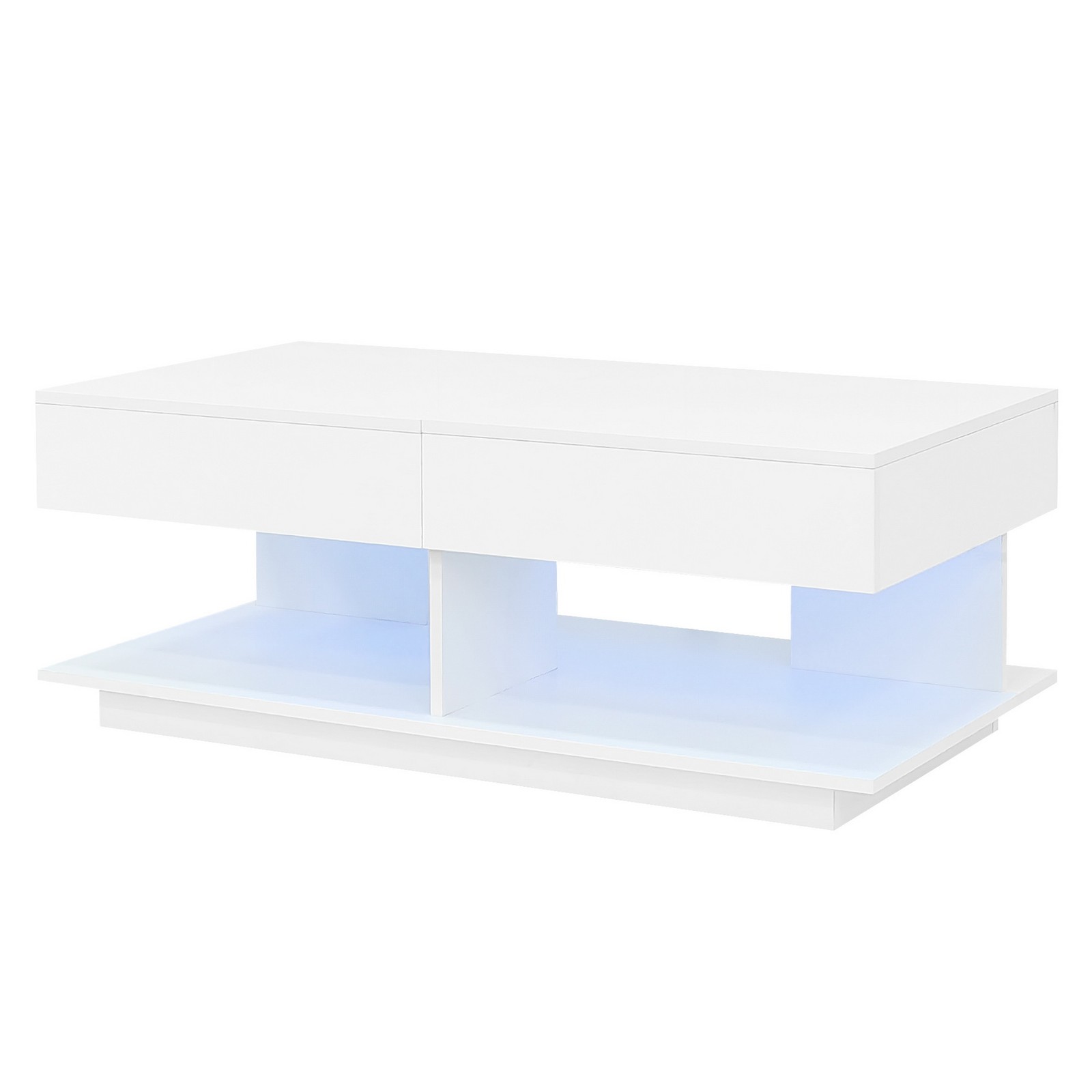 41-77″ Extendable Coffee Table Hidden Storage Compartment Center Table LED Light