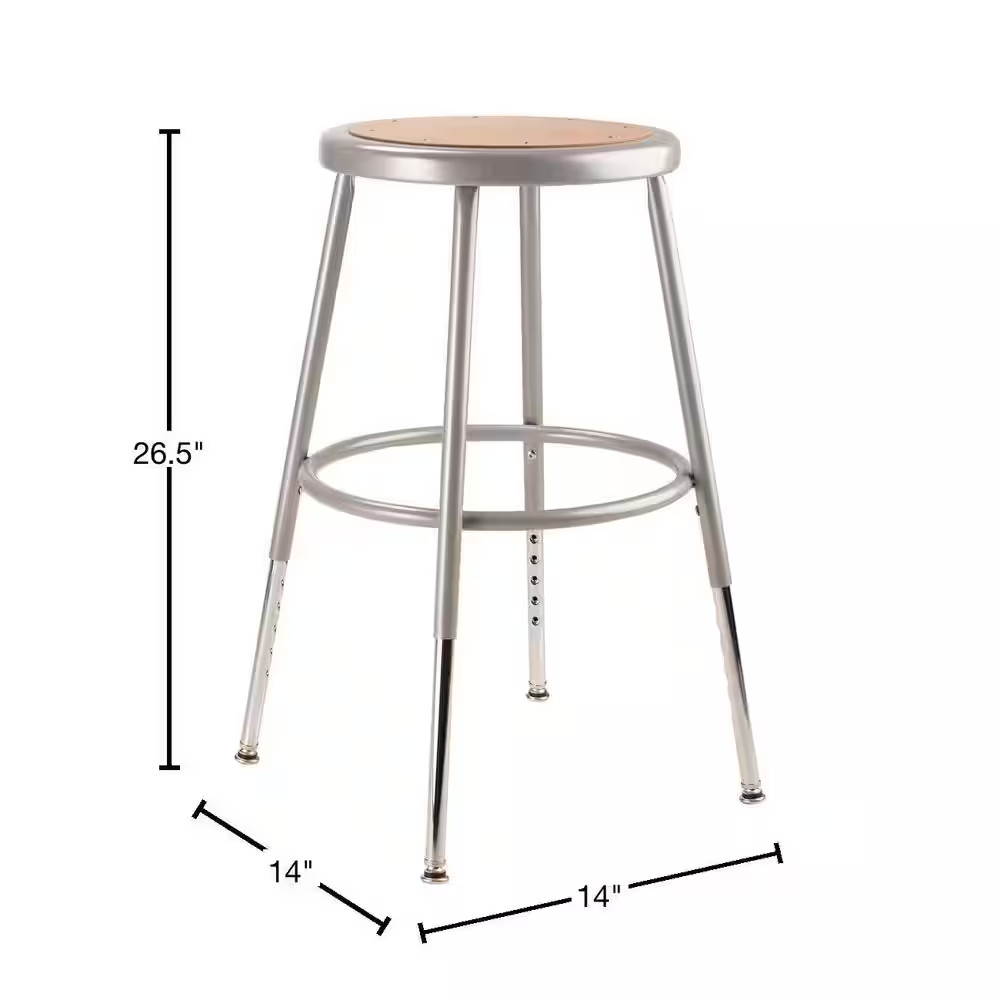 19 In. – 27 In. Height Grey Adjustable Heavy-Duty Steel Stool (2-Pack)