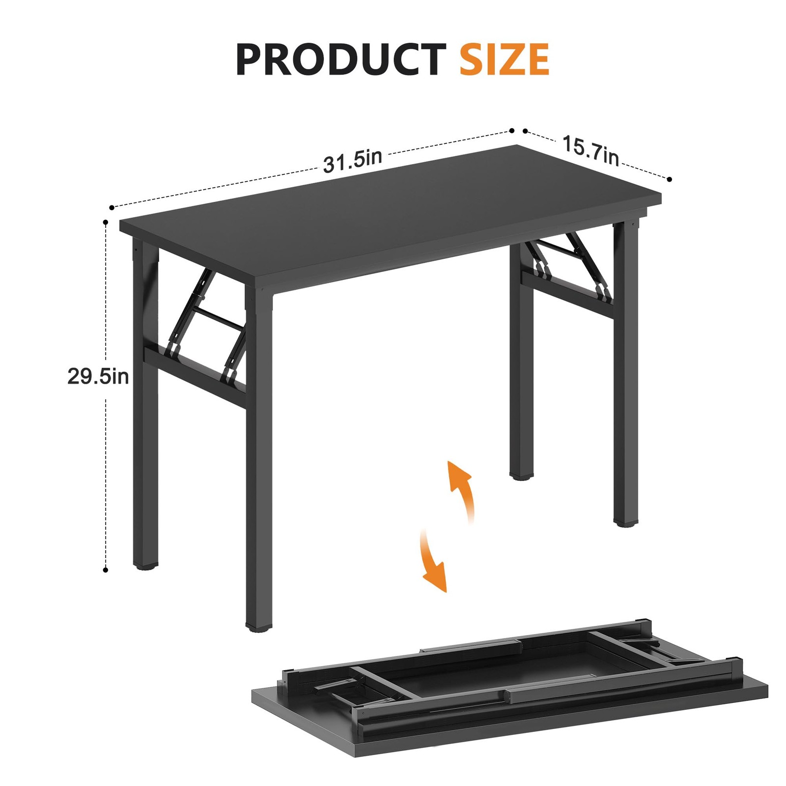 DlandHome Folding Desk Small 31.5 inches Inches, Black +