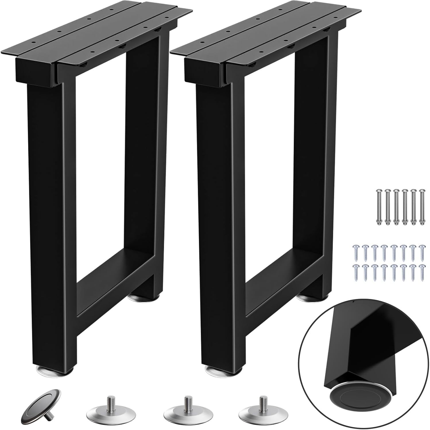 2 PCS 16Hx12W Metal Table Legs Heavy Duty Industrial Black DIY Iron Bench